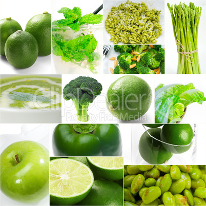 green healthy food collage collection