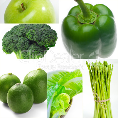 green healthy food collage collection