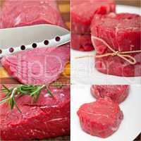 different raw beef cuts collage