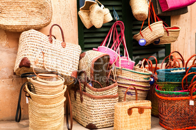 handmade colorful straw handbags on market sale summer