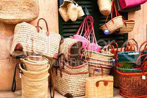 handmade colorful straw handbags on market sale summer