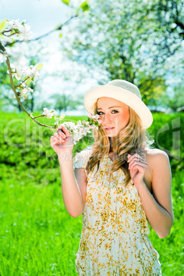 beautiful young girl happy in summer outdoor