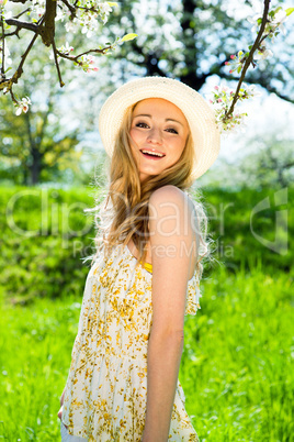 beautiful young girl happy in summer outdoor