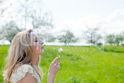 beautiful young girl happy in summer outdoor