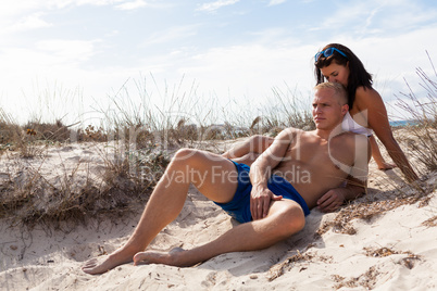 young attractive couple in summer holiday