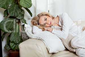 young attractive woman relaxing at home
