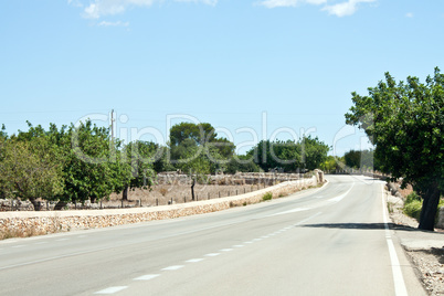 road in balearic landscape on spanish island mallorca