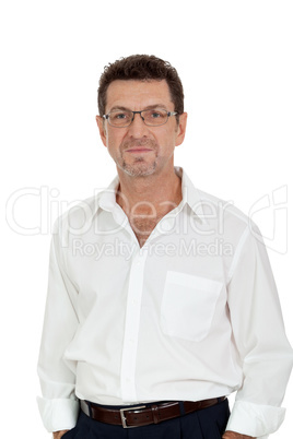 successful selfconfident smiling adult businessman isolated