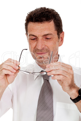 adult businessman with glasses portrait isolated