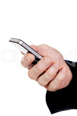 adult businessman with smartphone mobilephone isolated