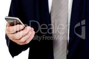 adult businessman with smartphone mobilephone isolated