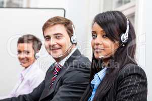 smiling callcenter agent with headset support