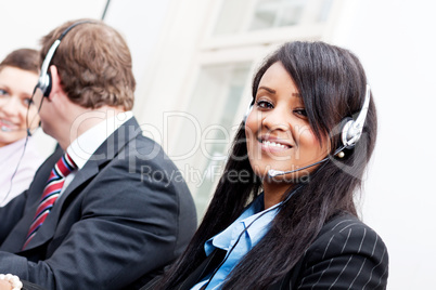 smiling callcenter agent with headset support