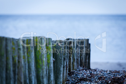 baltic sea background evening wooden wave breaker beach