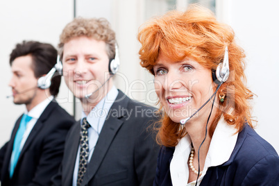 smiling callcenter agent with headset support