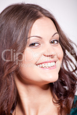 beautiful brunette woman portrait with makeup