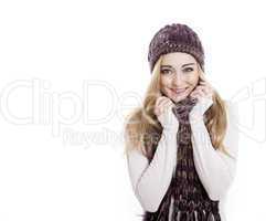 young beautiful woman with scarf and hat