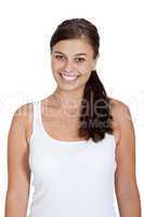 young attractive brunette woman smiling portrait isolated