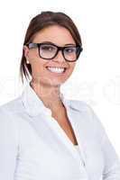 smiling young successful business woman isolated