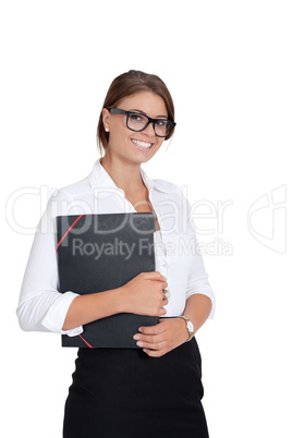 smiling young successful business woman isolated