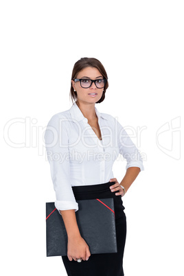 smiling young successful business woman isolated