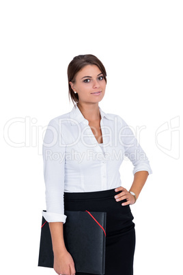 smiling young successful business woman isolated