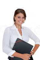 smiling young successful business woman isolated