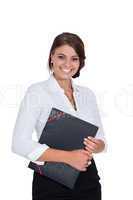 smiling young successful business woman isolated