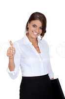 smiling young successful business woman isolated