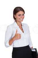 smiling young successful business woman isolated