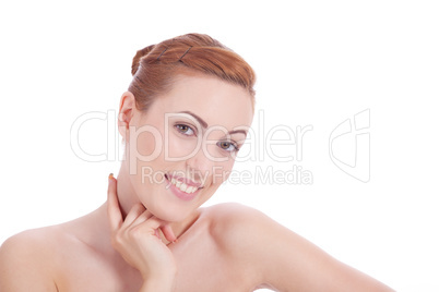 portrait of young beautiful woman with perfect face natural