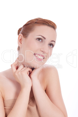 portrait of young beautiful woman with perfect face natural