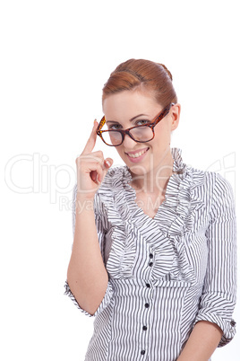 young succssesful woman with glasses natural look