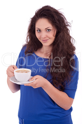 beautiful young woman with cup of coffee