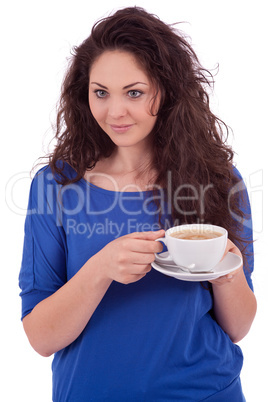 beautiful young woman with cup of coffee