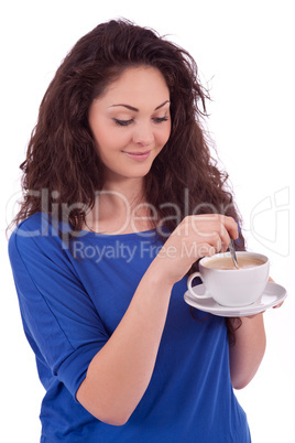 beautiful young woman with cup of coffee