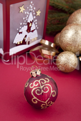 beautiful christmas decoration in gold and red color