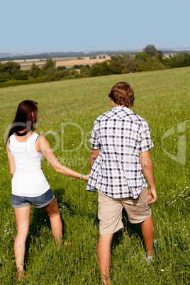 young love couple smiling outdoor in summer