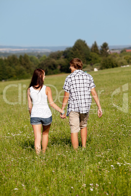 young love couple smiling outdoor in summer