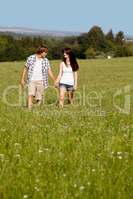 young love couple smiling outdoor in summer