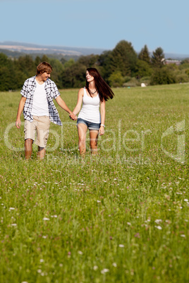 young love couple smiling outdoor in summer