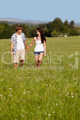 young love couple smiling outdoor in summer