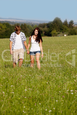 young love couple smiling outdoor in summer