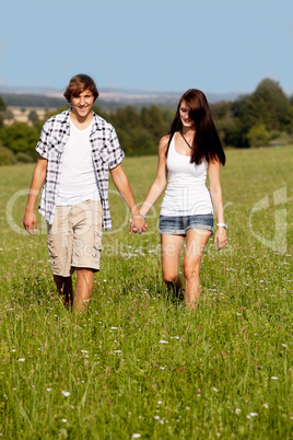 young love couple smiling outdoor in summer