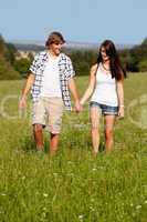 young love couple smiling outdoor in summer