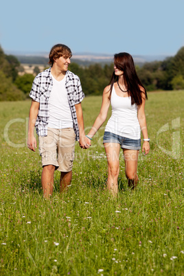 young love couple smiling outdoor in summer