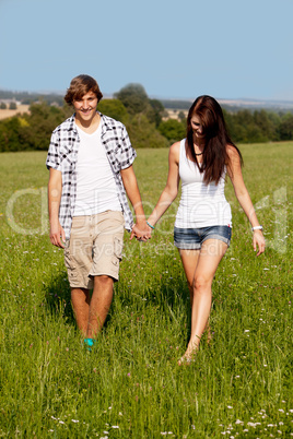 young love couple smiling outdoor in summer