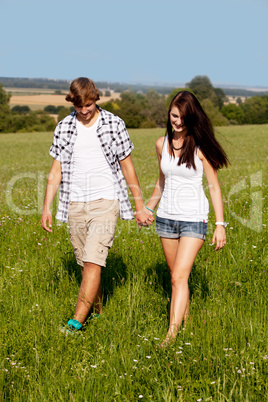 young love couple smiling outdoor in summer