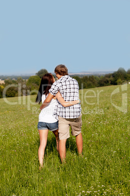 young love couple smiling outdoor in summer