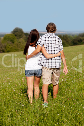 young love couple smiling outdoor in summer